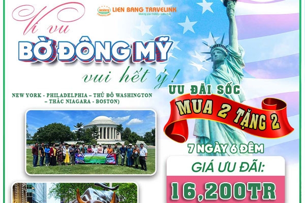 Du ngoạn BỜ ĐÔNG HOA KỲ (New York - Philadelphia – Thủ đô Washington– Thác Niagara - Boston)