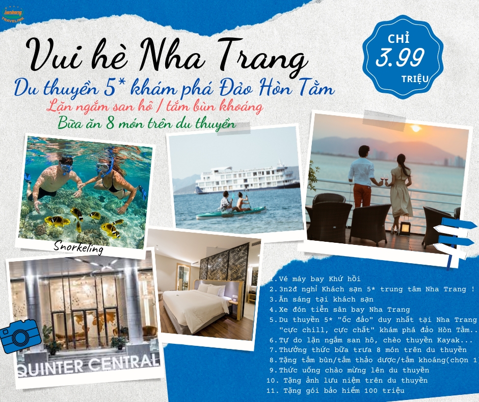 VUI HÈ NHA TRANG với DU THUYỀN 5* + KHÁCH SẠN 5* + VÉ MÁY BAY